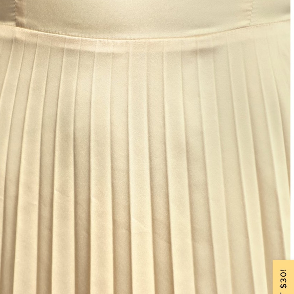 Lulu’s Champagne Satin Pleated Midi Dress - Picture 3 of 8